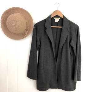 Norm Thompson Grey Wool Open Front Blazer Style Soft Cardigan Jacket